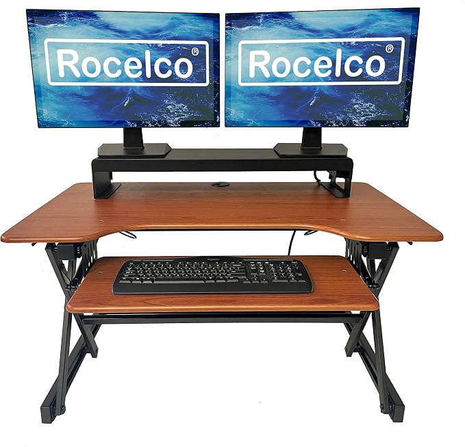 Rocelco 40" Large Height Adjustable Standing Desk Converter - Image 2