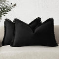 Foindtower Set of 2 Decorative Linen Fringe Lumbar Throw Pillow Covers Boho by Foindtower