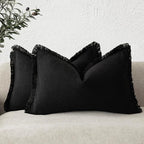 Foindtower Set of 2 Decorative Linen Fringe Lumbar Throw Pillow Covers Boho by Foindtower