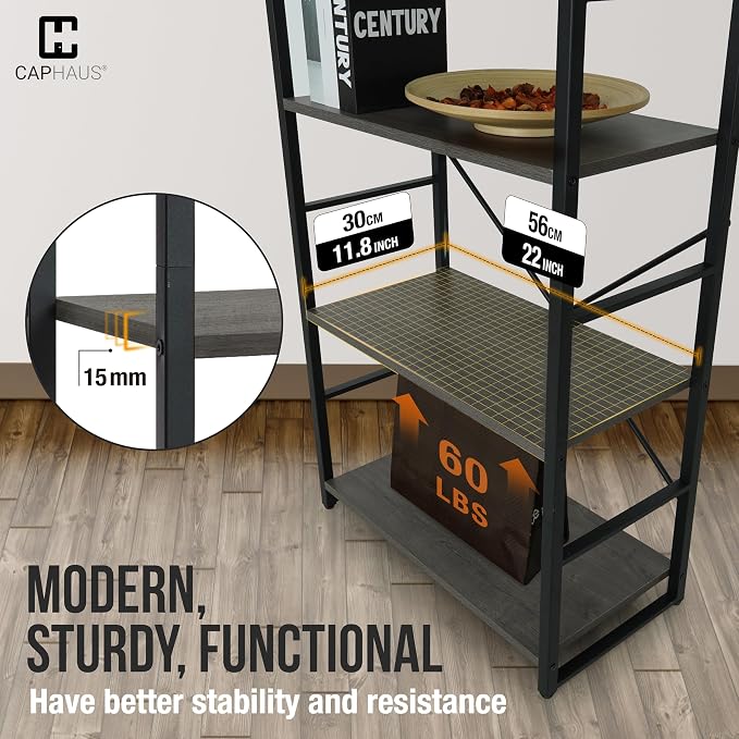 CAPHAUS 4 Tier Bookshelf, 24 Inch Width Free Standing Shelf, Bookcase Shelf - Image 6