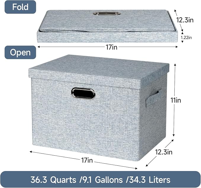 Graciadeco Large 17" 36 Quart Collapsible Stackable Storage Bins - Image 2