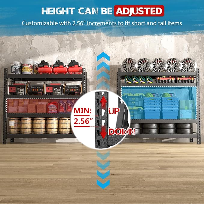 Yardenaler 8000LBS 78 "W x 24 "D x 72 "H Garage Shelving, 4-Tier Industrial - Image 3