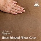 Foindtower Set of 2 Decorative Linen Fringe Lumbar Throw Pillow Covers - Image 2