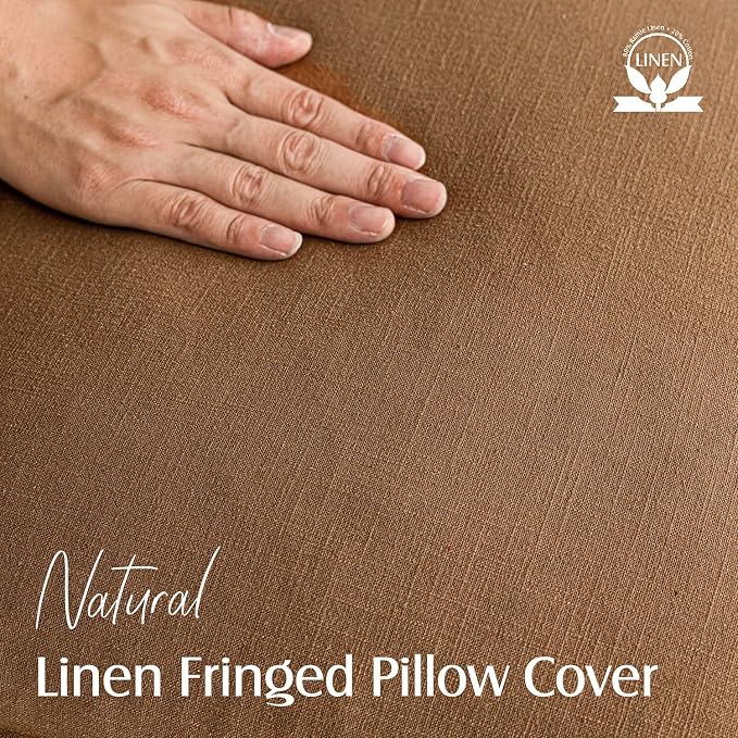 Foindtower Set of 2 Decorative Linen Fringe Lumbar Throw Pillow Covers - Image 2