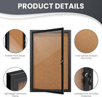 36"x24" Lockable Enclosed Bulletin Board, Outdoor Cork Weather-Resistant - Image 5