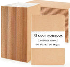 feela 60 Pack Kraft Notebooks Bulk, Lined Travel Journals Note Pad Notebooks by feela