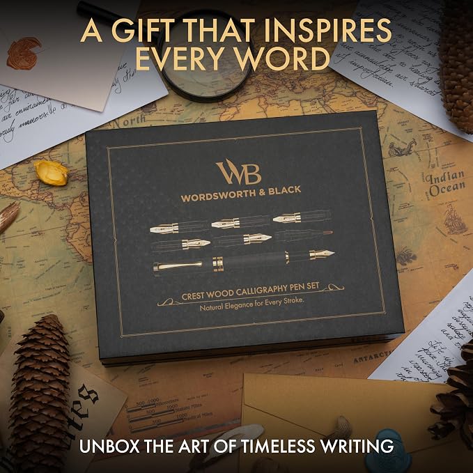 Wordsworth & Black Calligraphy Pen Gift Set, Includes Ink Bottle, 6 Ink - Image 6