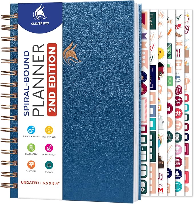Clever Fox Planner 2nd Edition Spiral – Colorful Weekly & Monthly Goal Planner by CleverFox