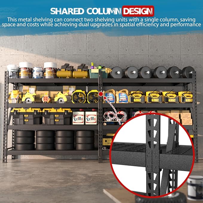 Yardenaler 8000LBS 78 "W x 24 "D x 72 "H Garage Shelving, 4-Tier Industrial - Image 8