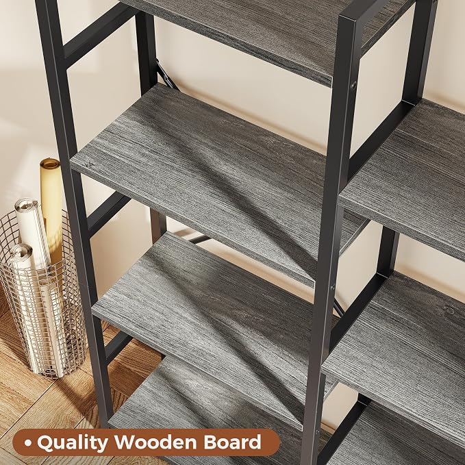 SUPERJARE Triple 5 Tier Bookshelf, Bookcase - Image 5