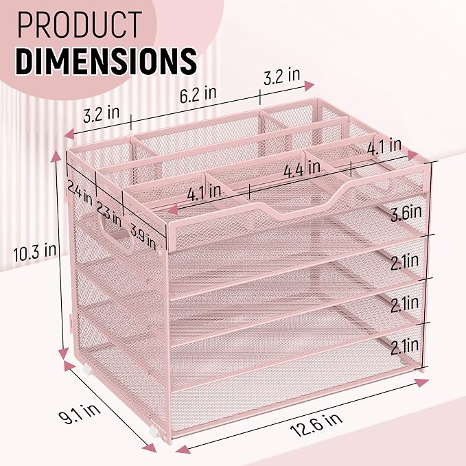 Docnest 5 Tier Mesh Desk Organizer- Letter Tray - Image 3