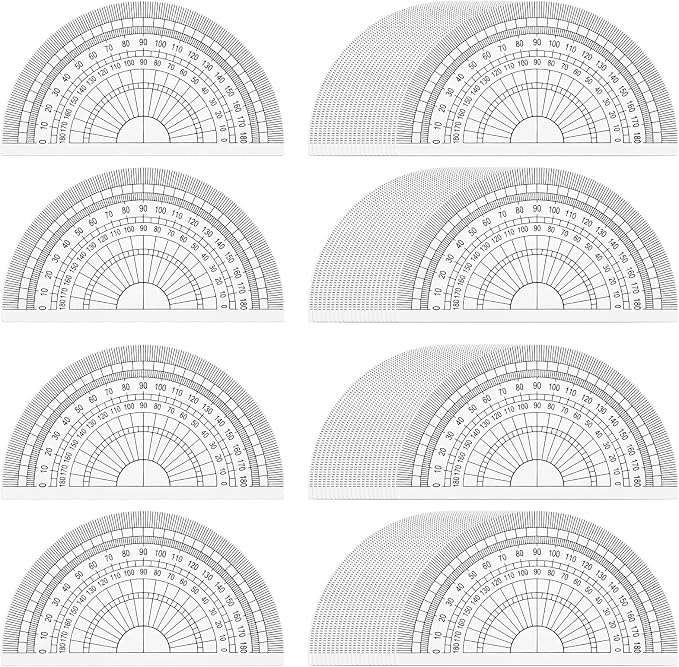 100 Pcs 4 Inch Clear Plastic Protractor Bulk Math Protractors Set 180 Degrees by Unknown