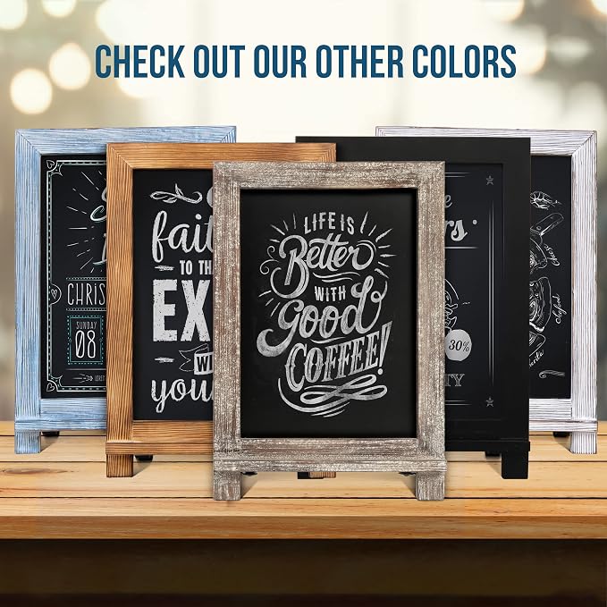 HBCY Creations Rustic Wooden Tabletop Chalkboard - Image 9
