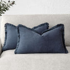 Foindtower Set of 2 Decorative Linen Fringe Throw Pillow Covers Boho Farmhouse by Foindtower