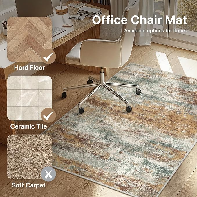 Office Chair Mat for Hardwood Tile Floor, Abstract 48"X 60" Desk Mats for - Image 3