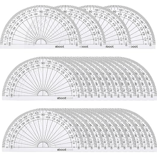eBoot 28 Pack Clear 180 Degree Plastic Protractors by eBoot