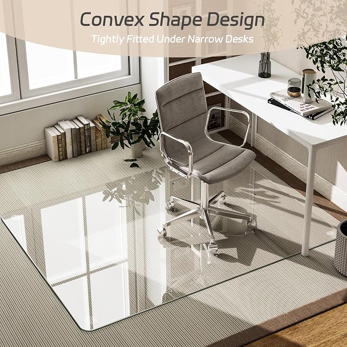 GLSLAND 48" x 60" Tempered Glass Chair Mat Rectangle Heavy-Duty Floor Protector - Image 5