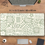 Boho Aesthetic Desk Mat Beige Retro Hippie Boho XXL Large Extended Gaming Green - Image 3