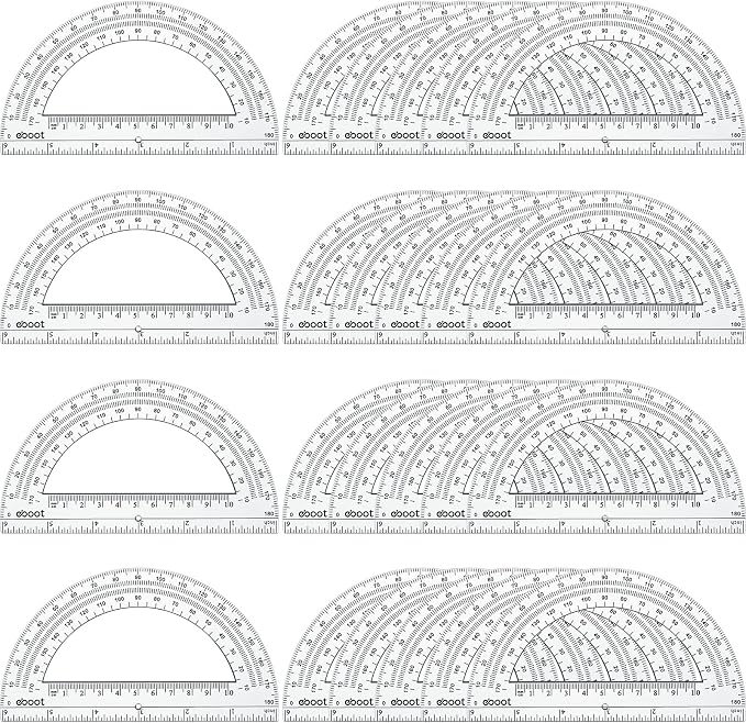EBOOT 24 Pack Plastic Protractors Math Protractor 180 Degrees 6 Inch by eBoot