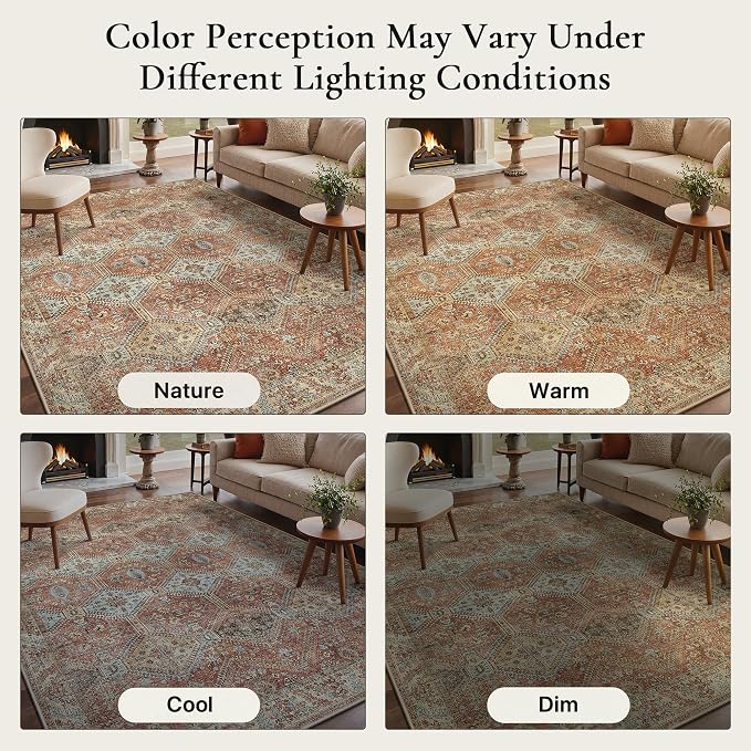 GENIMO 6x9 Area Rugs for Living Room, Machine Washable Non Slip Rugs, Low Pile - Image 8