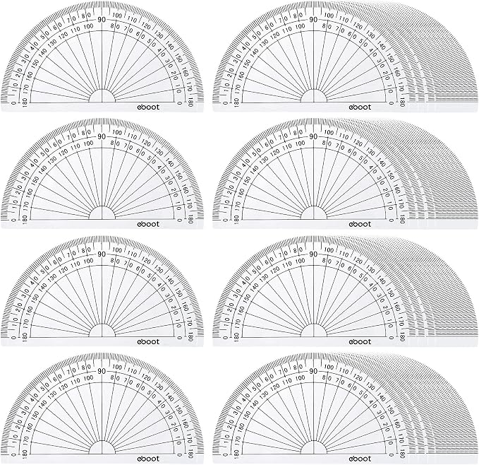 EBOOT 25 Pcs Math Protractors Plastic Protractor 180 Degrees, 4 Inches by eBoot