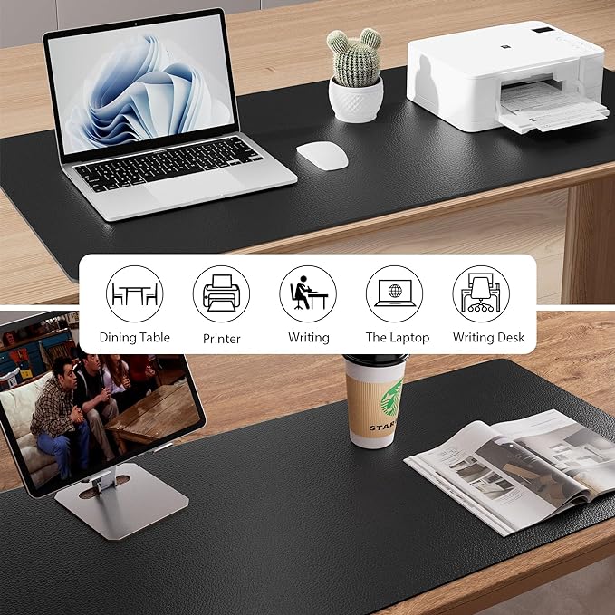 Aothia Leather Office Desk Pad Protector, Non-Slip PU Leather Desk Blotter - Image 5