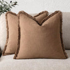 Foindtower Set of 2 Decorative Linen Fringe Throw Pillow Covers Cozy Boho by Foindtower