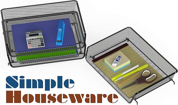 Simple Houseware Stackable Wide Entry Desk File Document Letter Tray Organizer - Image 4