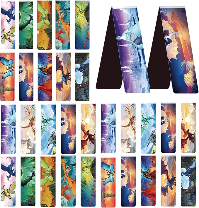 30 Pcs Fire Dragon Magnetic Bookmarks by Unknown