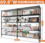 REIBII 1600LBS Storage Shelves 69.8''W Metal Shelving 5 Tier Wire Shelving Unit - Image 2