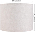 GO&SO Natural Linen Medium Drum Lamp Shades 13" Top x 13" Bottom x 10" High - Image 2