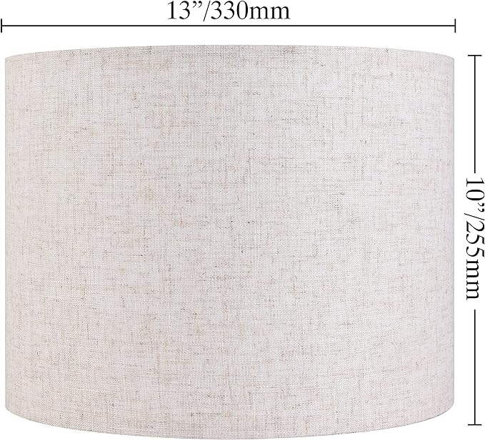 GO&SO Natural Linen Medium Drum Lamp Shades 13" Top x 13" Bottom x 10" High - Image 2