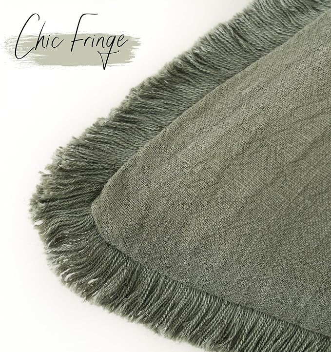Foindtower Set of 2 Decorative Linen Fringe Throw Pillow Covers Cozy Boho - Image 3
