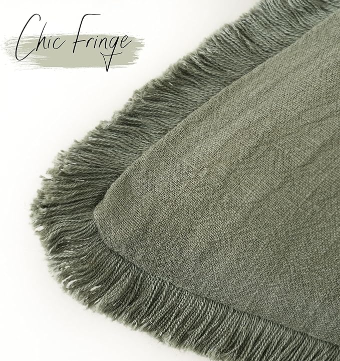 Foindtower Set of 2 Decorative Linen Fringe Throw Pillow Covers Boho Farmhouse - Image 3