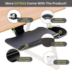 FERSGO Under Desk Keyboard Tray, 17.75" Track, One Knob Control, Undermount - Image 5