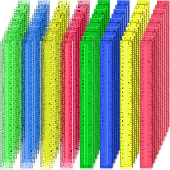 504 Pcs Rulers Bulk, 12 Inch Plastic Assorted Color Clear Rulers by Duchong