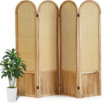 Asnefeli Room Divider 4 Panel, Folding Privacy Screen, Foldable Wood Divider by AsNefeli