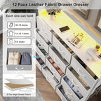 Welfuturer White Dresser with LED Lights and Charging Station - Image 6