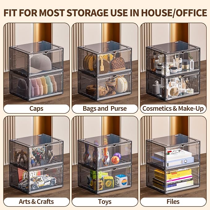 TOFWOF 8 Pack XX Large Shoe Organizer, Heavy-Duty Hard Thicken Plastic Clear - Image 8