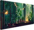 Cute Green Lofi Desk Mat Plants Mouse Pad Anime Forest Aesthetic Nature Desk Pad by DCJJM