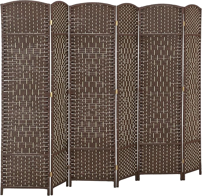 HOMCOM 6 Panel Room Divider, Hand-Woven Freestanding Wall Partition by HOMCOM