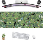 Green Mousepad Desk Mat Cute Anime Black Cat Kawaii Mouse Pad Gaming XL Large by DCJJM