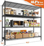 REIBII Storage Shelves 45.3''W Wire Shelving Unit 4 Tier Metal Shelves - Image 3