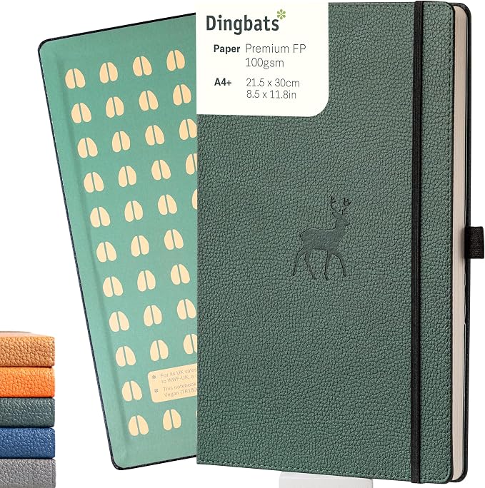 Dingbats* - Wildlife Squared Extra Large A4 Notebook - PU Leather Hardcover by DingbatsNotebooks
