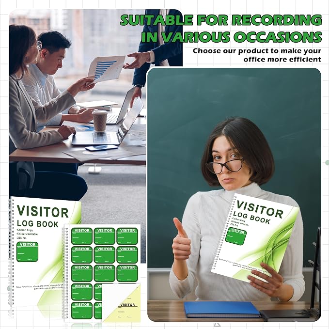 1 Pack Visitor Badges with Carbon Copy Visitor Stickers Letter Size Visitor Log - Image 6