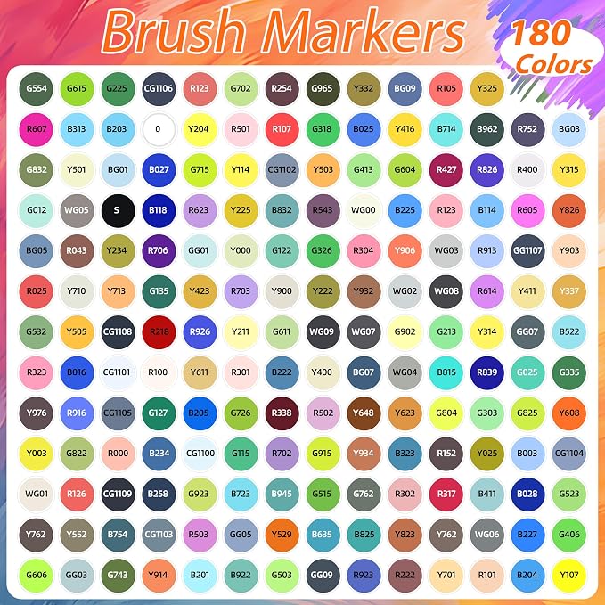 Caliart 180 Colors Alcohol Markers Brush Tip, Dual Tip Artists Coloring Markers - Image 3