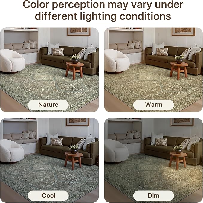 GENIMO 8x10 Area Rugs for Living Room, Machine Washable Non Slip Rugs, Low Pile - Image 7