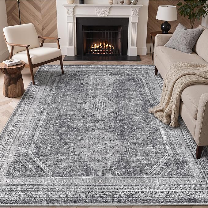 GENIMO 6x9 Area Rugs for Living Room, Machine Washable Non Slip Rugs, Low Pile by GENIMO