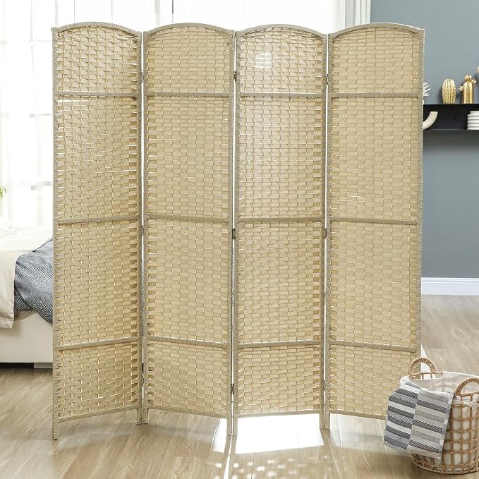 HOMCOM Room Divider, 4 Panel Folding Privacy Screen, 5.6' Tall Freestanding - Image 8