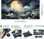 Full Moon Mousepad Cute Desk Mat Stormy Seas XXL Large Extended Gaming Mouse - Image 3
